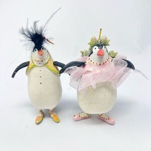 Patience Brewster Krinkles Thaddeus and Milicient Penguin Set of 2 Ornaments